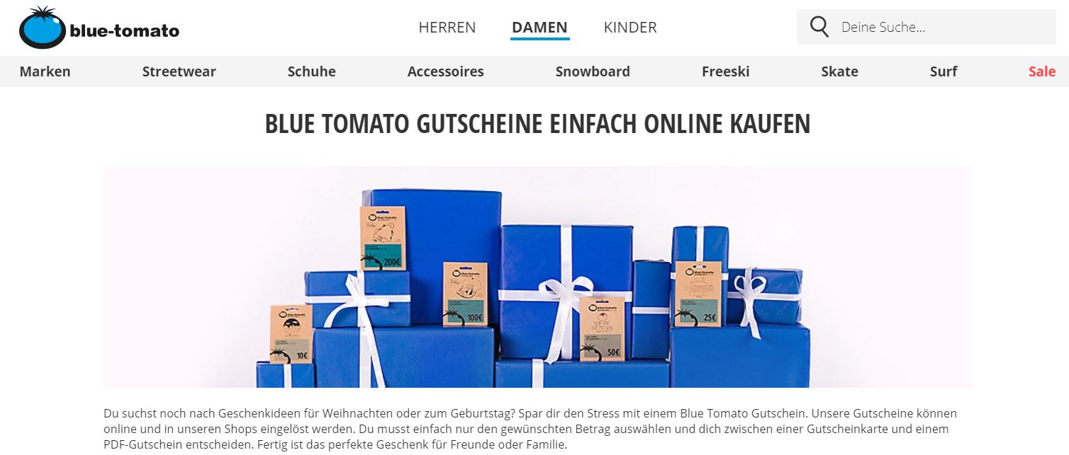 Geschenkgutschein bei Blue Tomato kaufen: